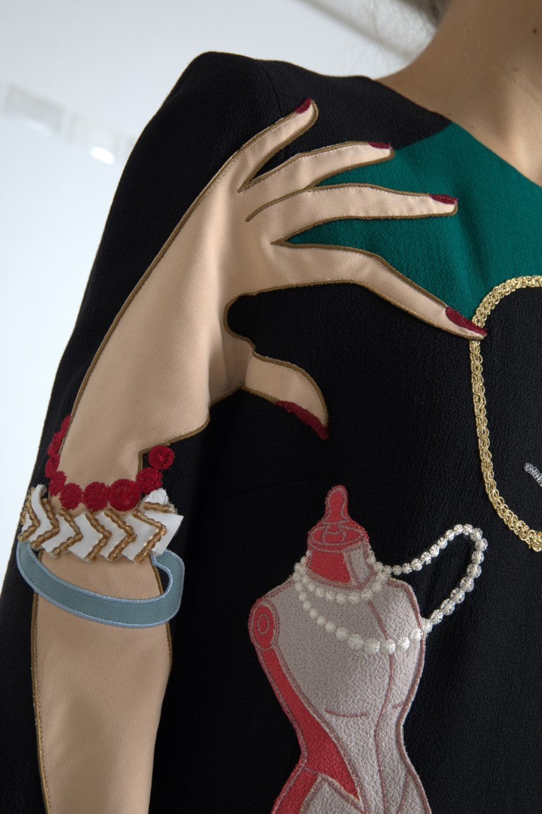 Dolce & Gabbana Multicolor Long Sleeves A-line Maxi Dress Dolce & Gabbana