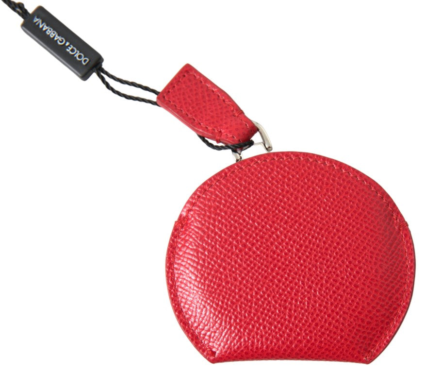 Dolce & Gabbana Red Calfskin Leather Hand Mirror Holder Dolce & Gabbana