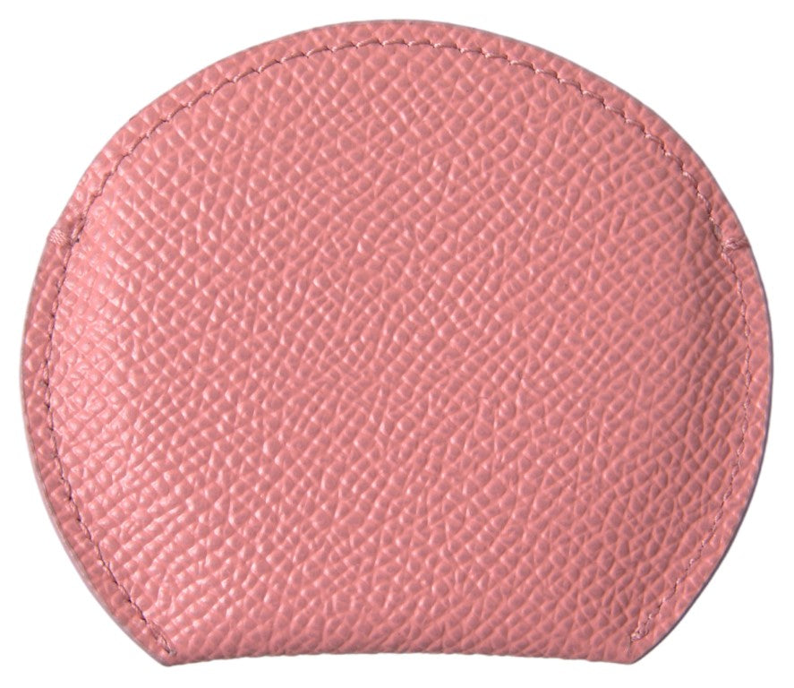 Dolce & Gabbana Pink Calfskin Leather Round Mirror Holder Dolce & Gabbana