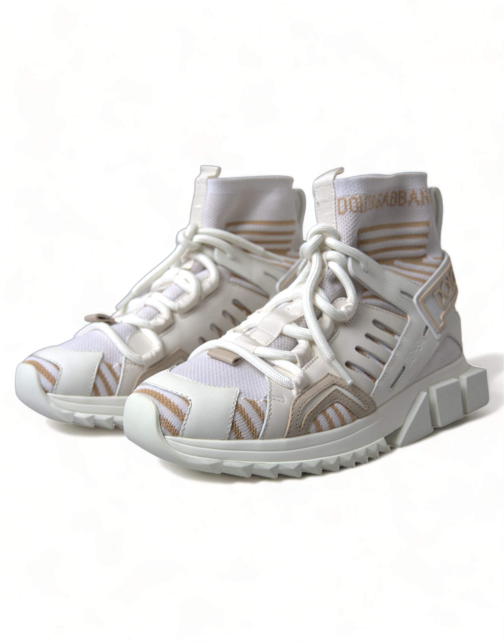 Dolce & Gabbana White Beige Sorrento Socks Sneakers Shoes Dolce & Gabbana