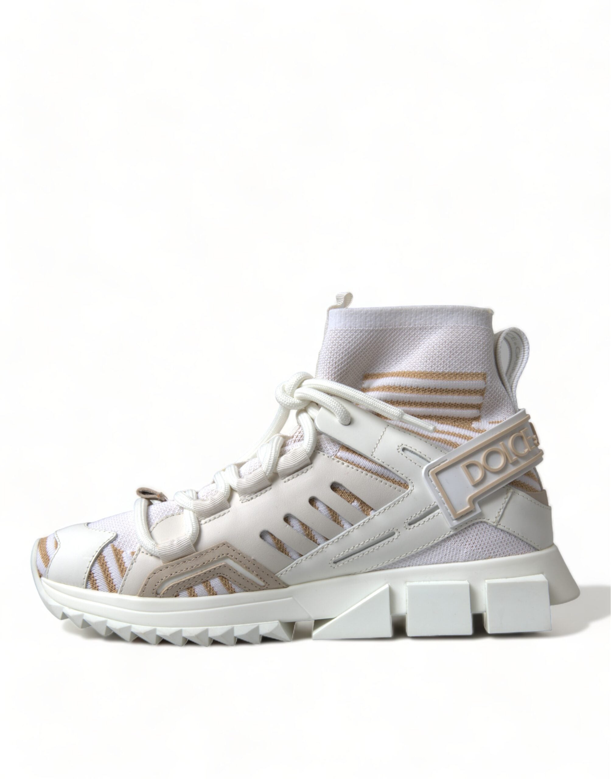 Dolce & Gabbana White Beige Sorrento Socks Sneakers Shoes Dolce & Gabbana