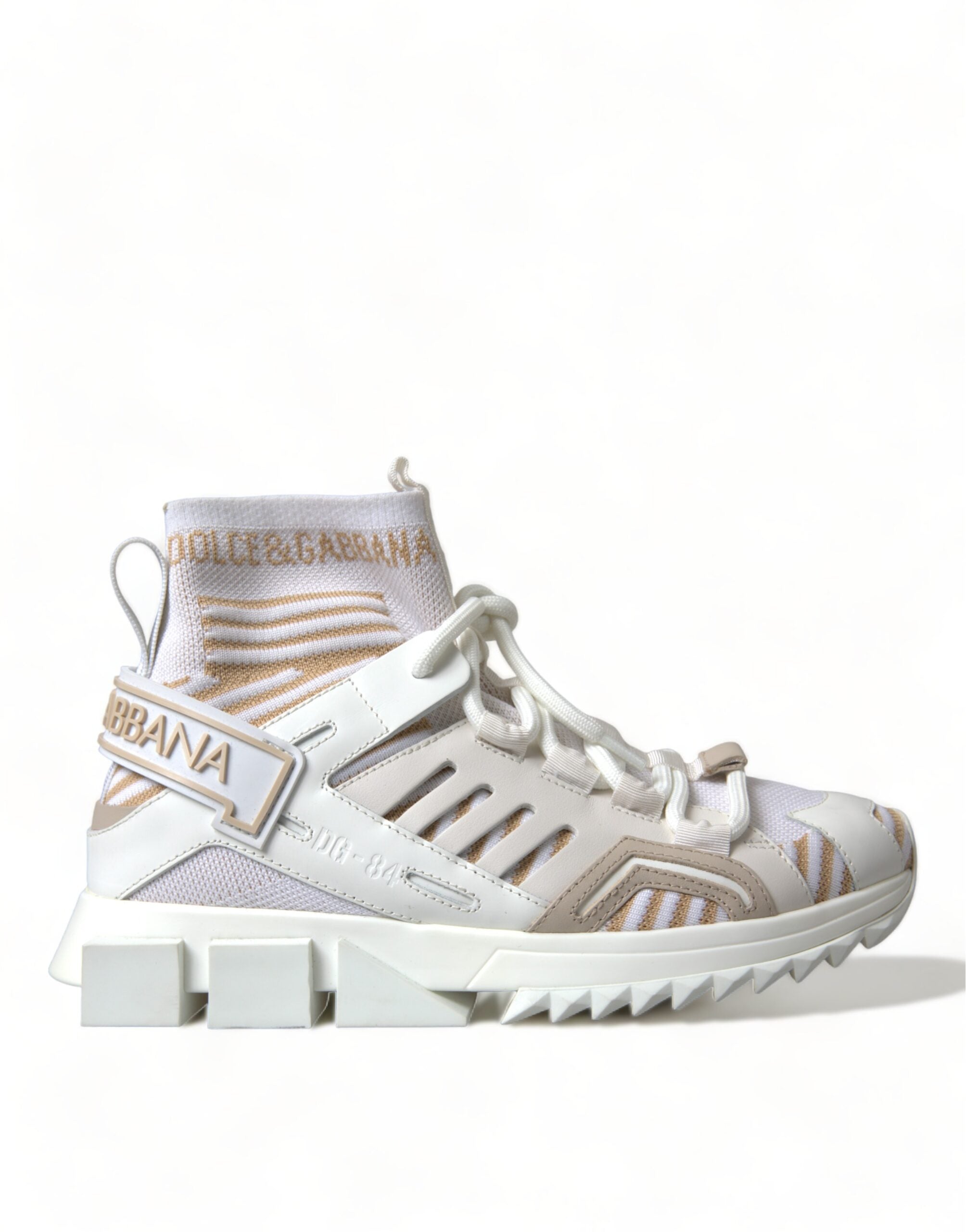 Dolce & Gabbana White Beige Sorrento Socks Sneakers Shoes Dolce & Gabbana