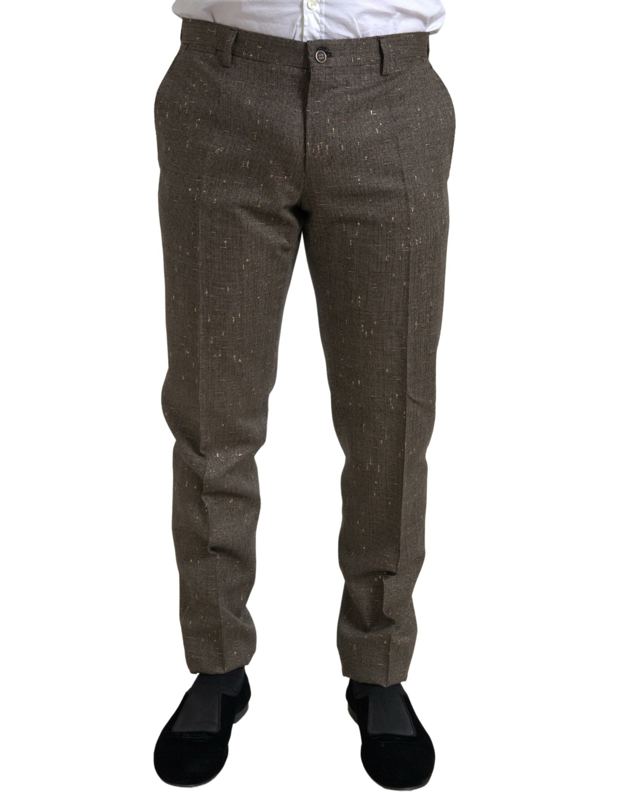 Dolce & Gabbana Brown Wool Dress Skinny Men Trouser Pants Dolce & Gabbana