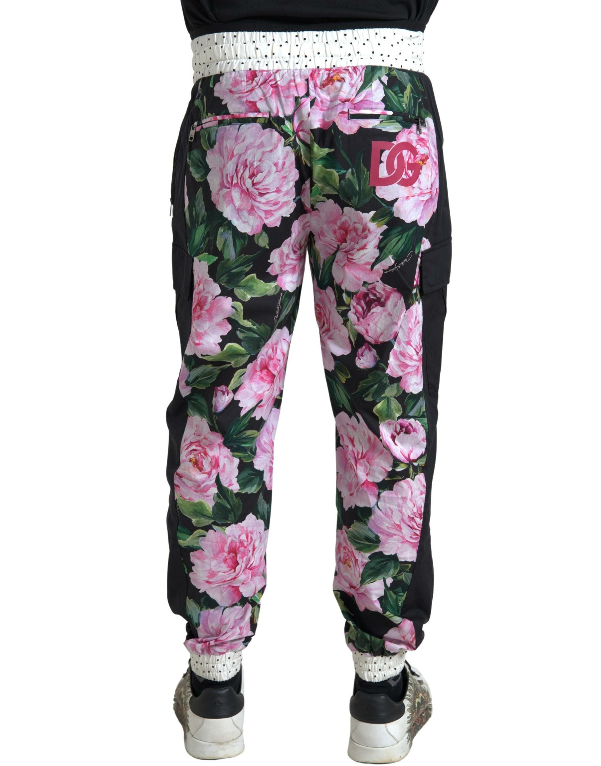 Dolce & Gabbana Multicolor Peony Joggers Cotton Men Pants Dolce & Gabbana