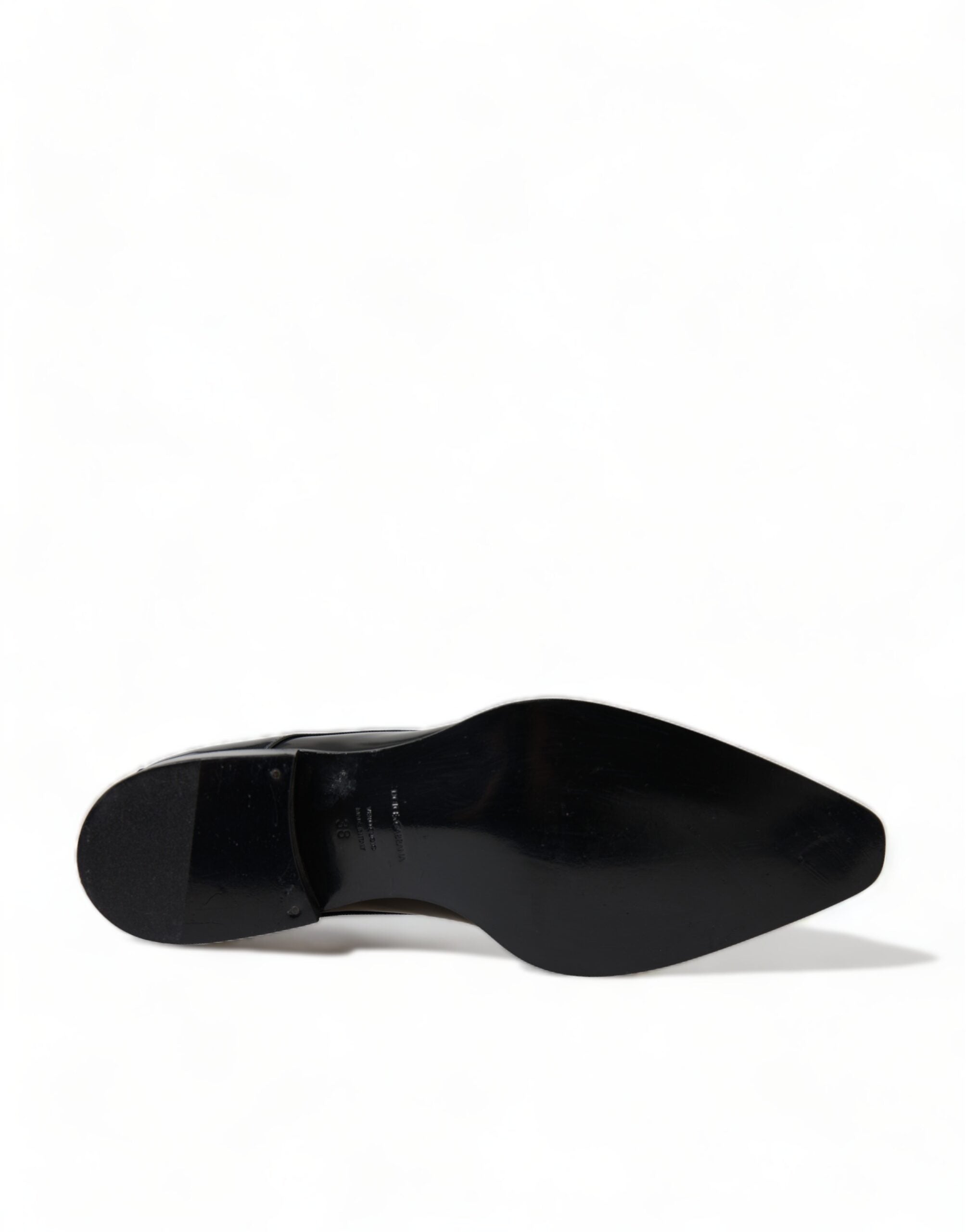 Dolce & Gabbana Black Leather Lace Up Formal Flats Shoes Dolce & Gabbana
