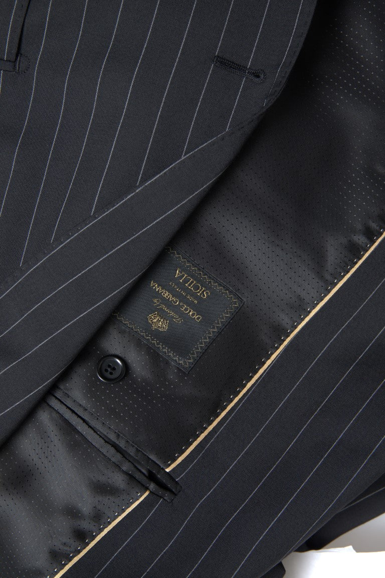Dolce & Gabbana Black Stripe Single Breasted SICILIA Blazer Dolce & Gabbana