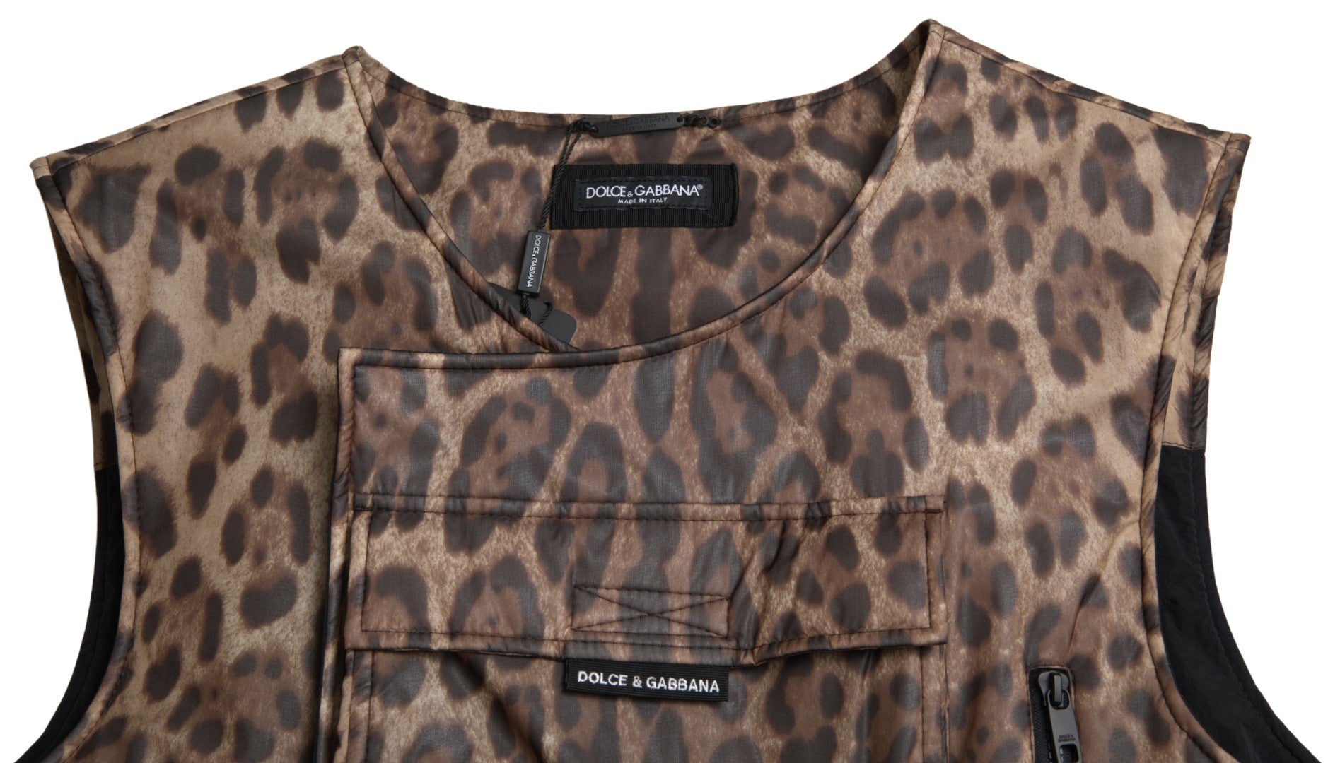 Dolce & Gabbana Brown Leopard Silk Sleeveless Sportswear Dolce & Gabbana