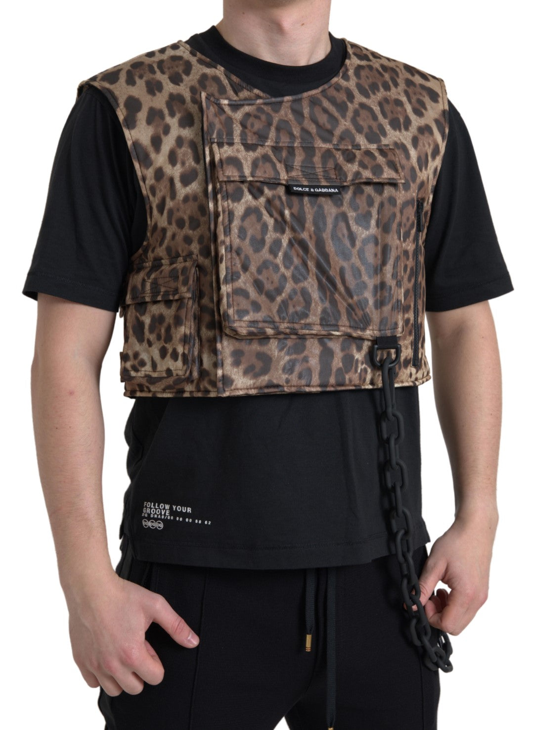Dolce & Gabbana Brown Leopard Silk Sleeveless Sportswear Dolce & Gabbana