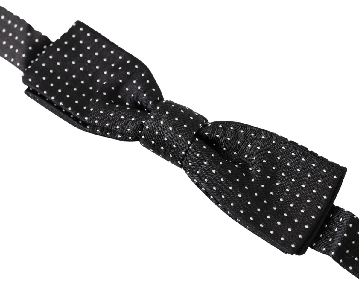 Dolce & Gabbana Black Polka Dot Silk Adjustable Men Neck Papillon Bow Tie Dolce & Gabbana