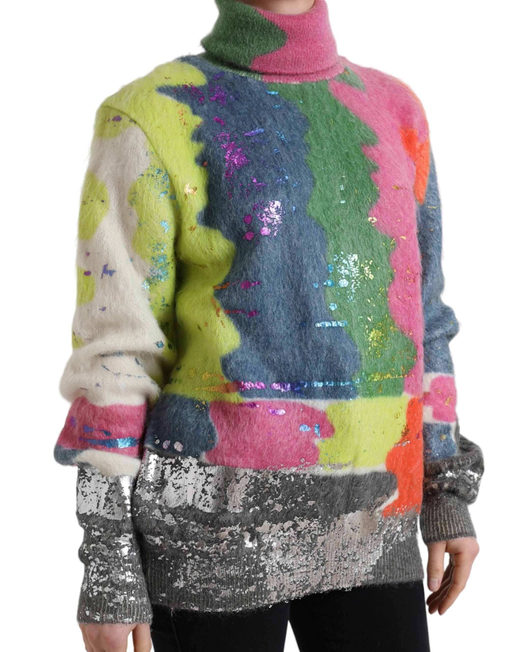 Dolce & Gabbana Multicolor Mohair Turtleneck Pullover Sweater Dolce & Gabbana