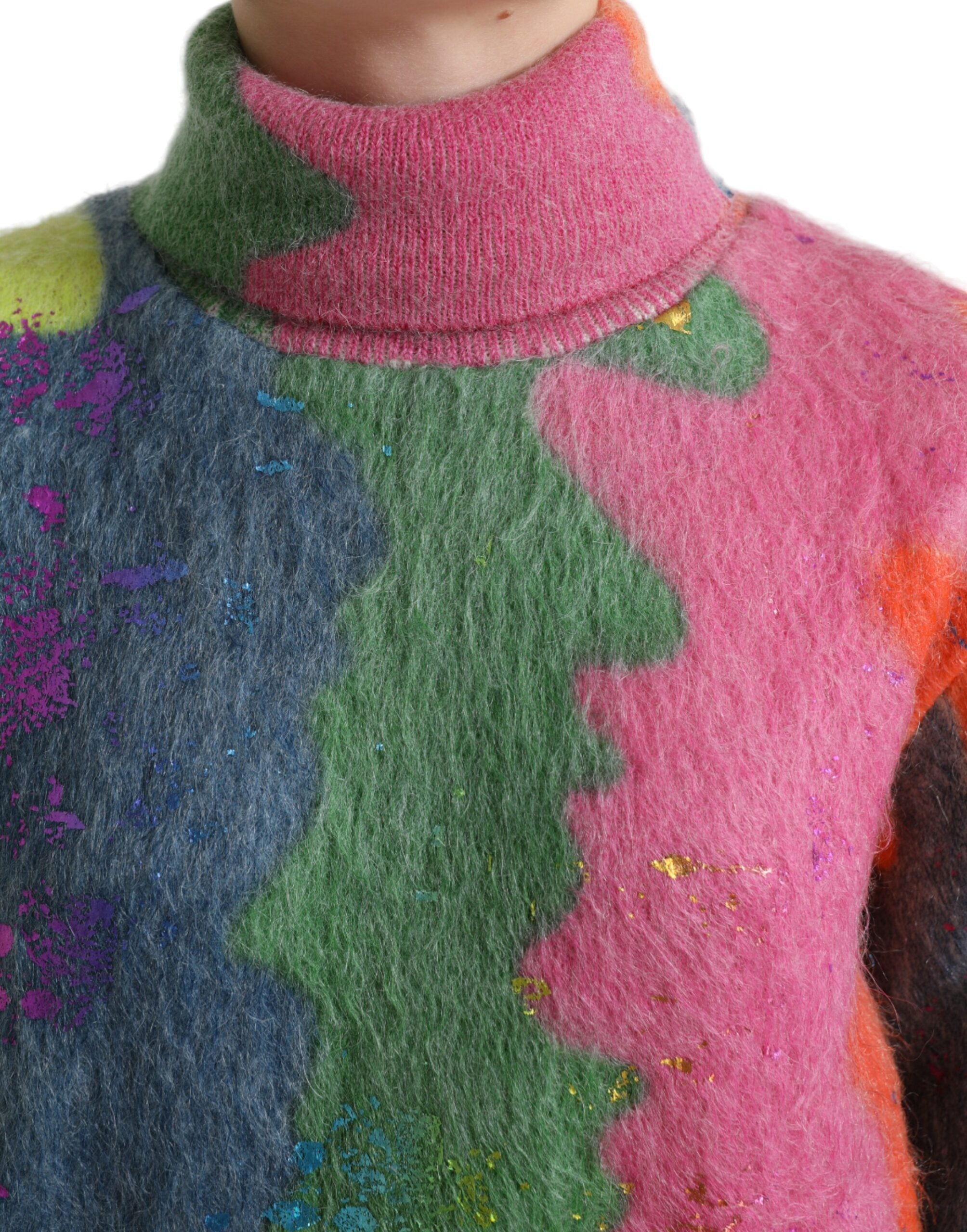 Dolce & Gabbana Multicolor Mohair Turtleneck Pullover Sweater Dolce & Gabbana
