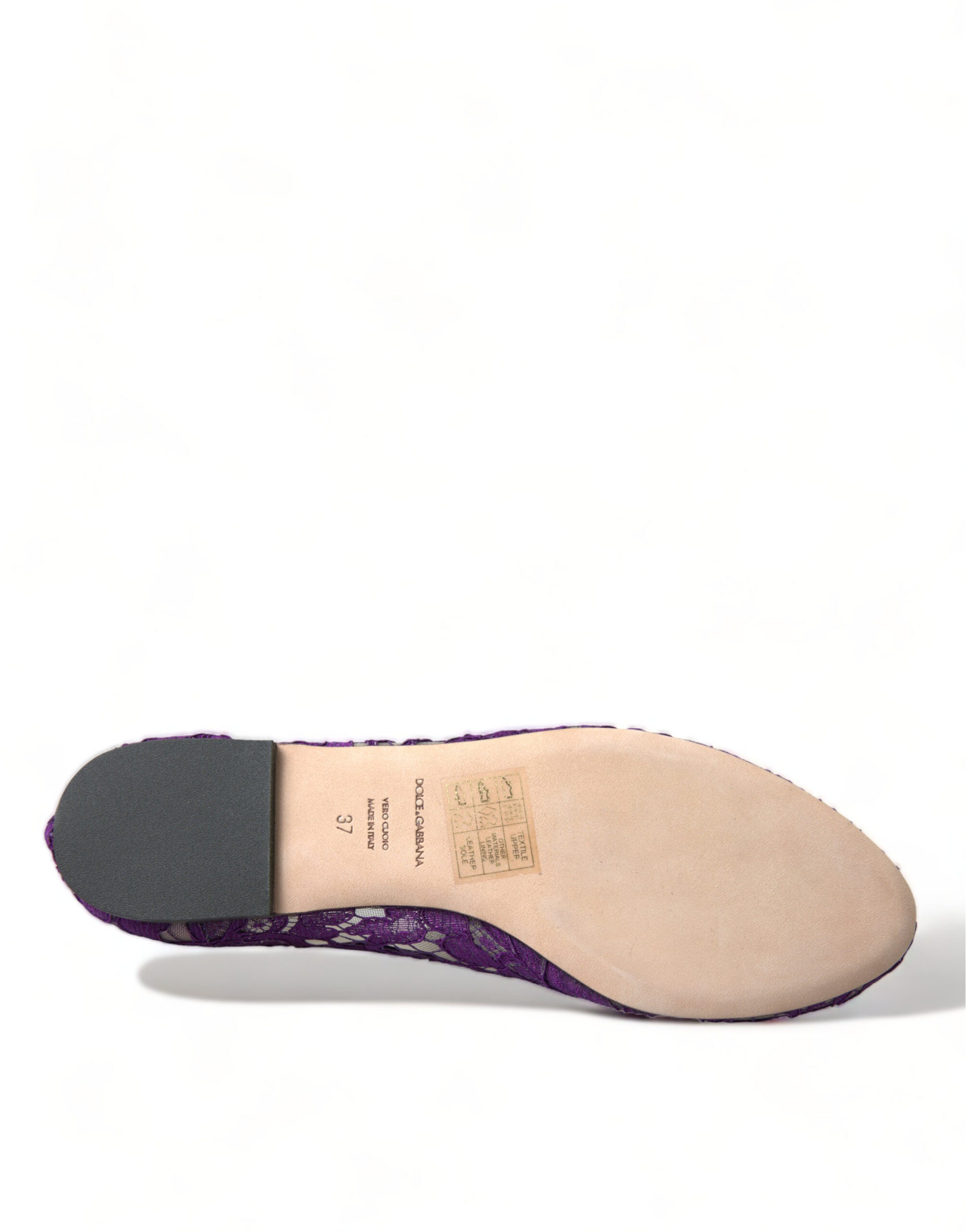 Dolce & Gabbana Purple Vally Taormina Lace Crystals Flats Shoes Dolce & Gabbana