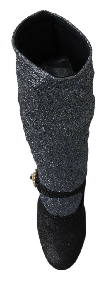 Dolce & Gabbana Black Crystal Mary Janes Booties Shoes Dolce & Gabbana