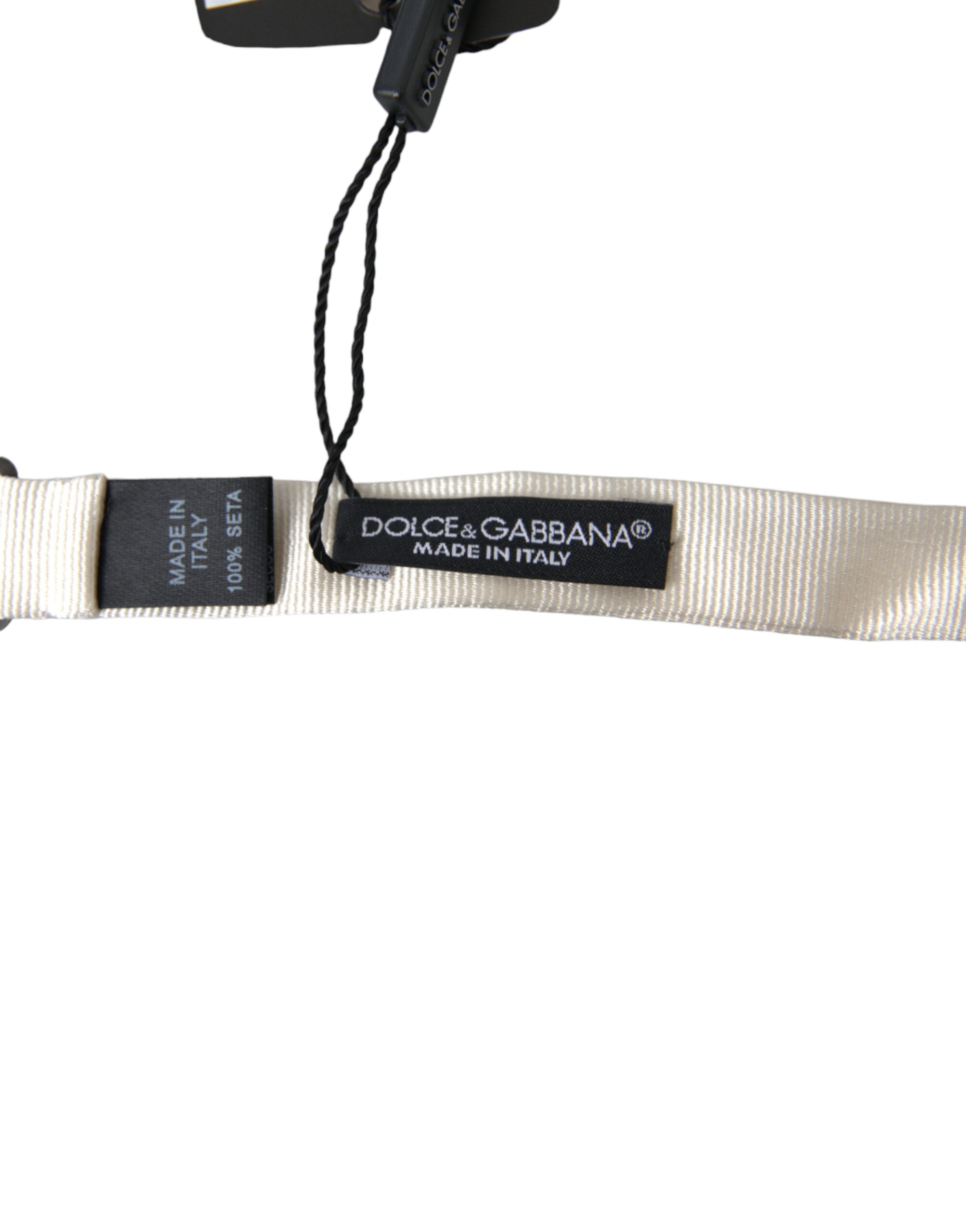 Dolce & Gabbana White Silk Slim Adjustable Neck Papillon Bow Tie Dolce & Gabbana