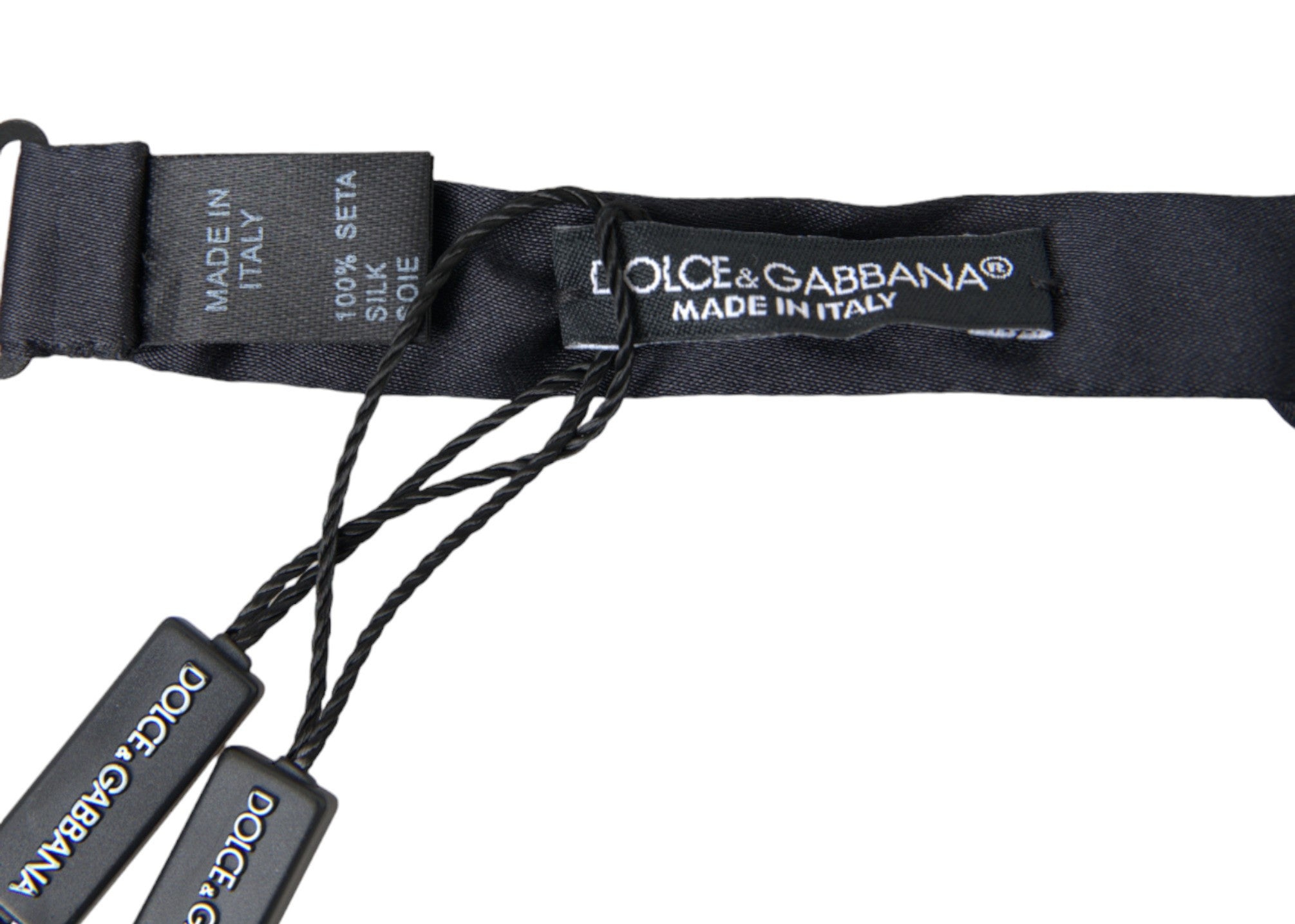 Dolce & Gabbana Dark Blue Silk Satin Adjustable Neck Men Papillon Bow Tie Dolce & Gabbana