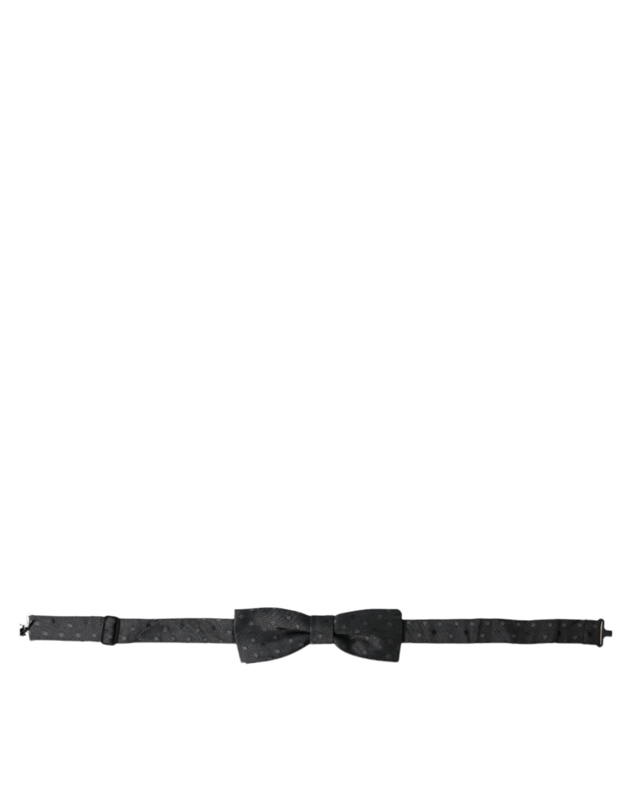 Dolce & Gabbana Gray Polka Dot Silk Adjustable Neck Men Papillon Bow Tie Dolce & Gabbana
