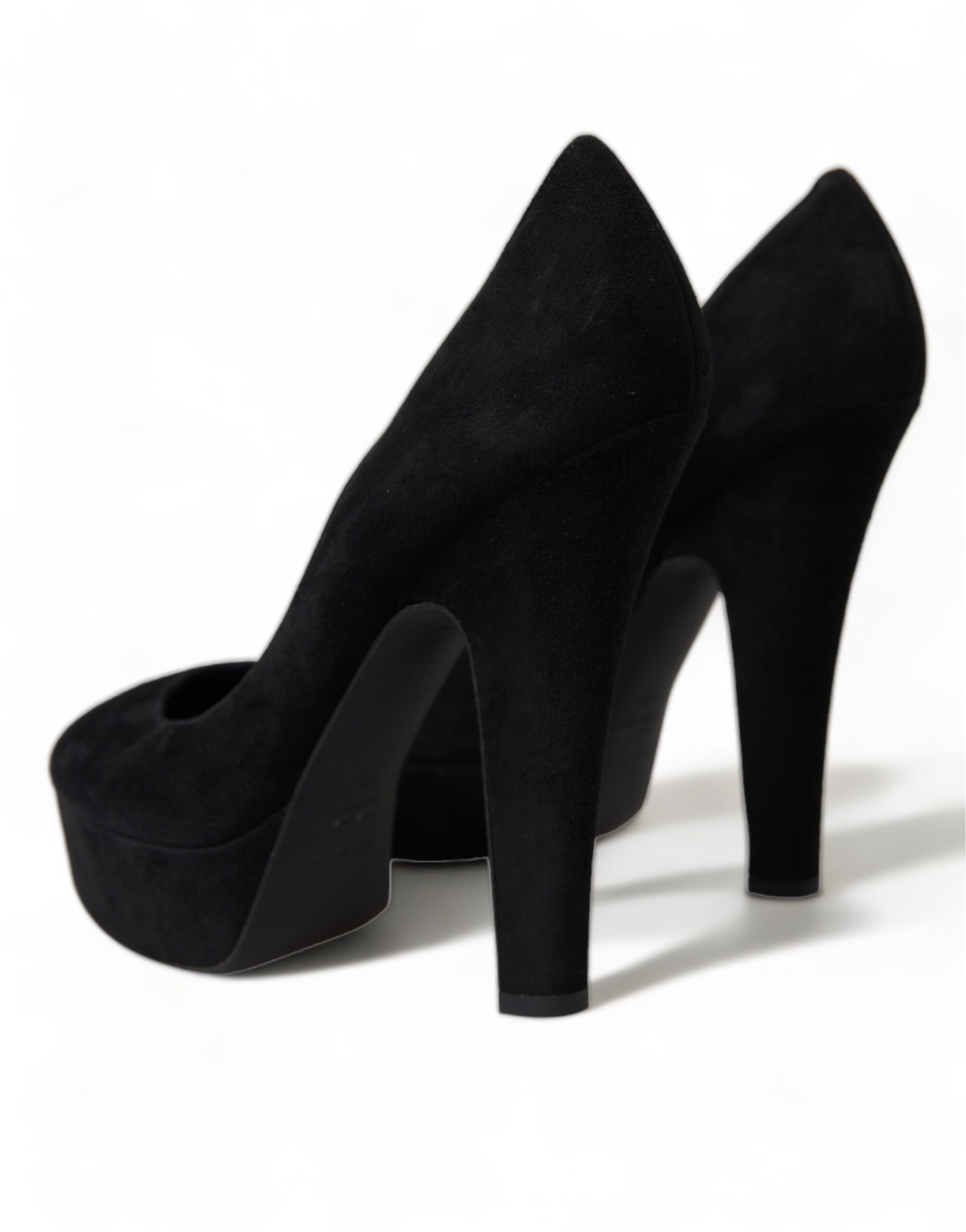 Dolce & Gabbana Black Suede Leather Platform Heel Pumps Shoes Dolce & Gabbana