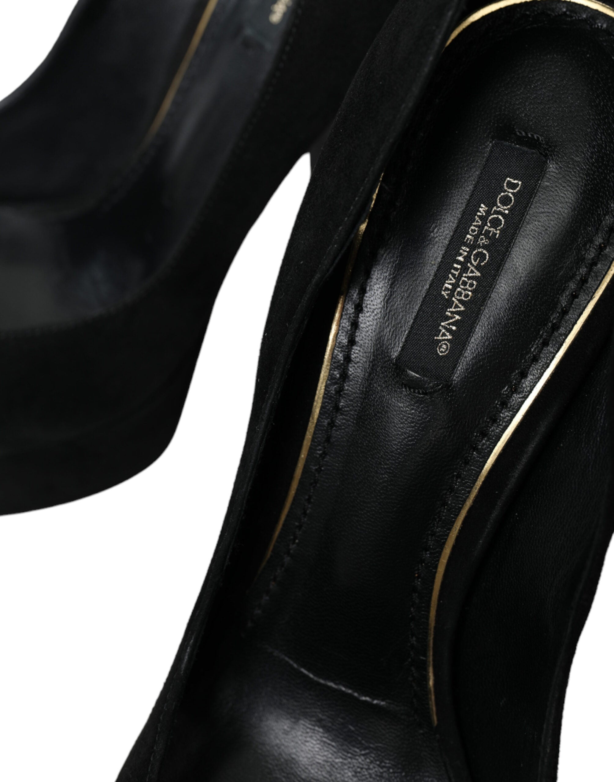 Dolce & Gabbana Black Suede Leather Platform Heel Pumps Shoes Dolce & Gabbana