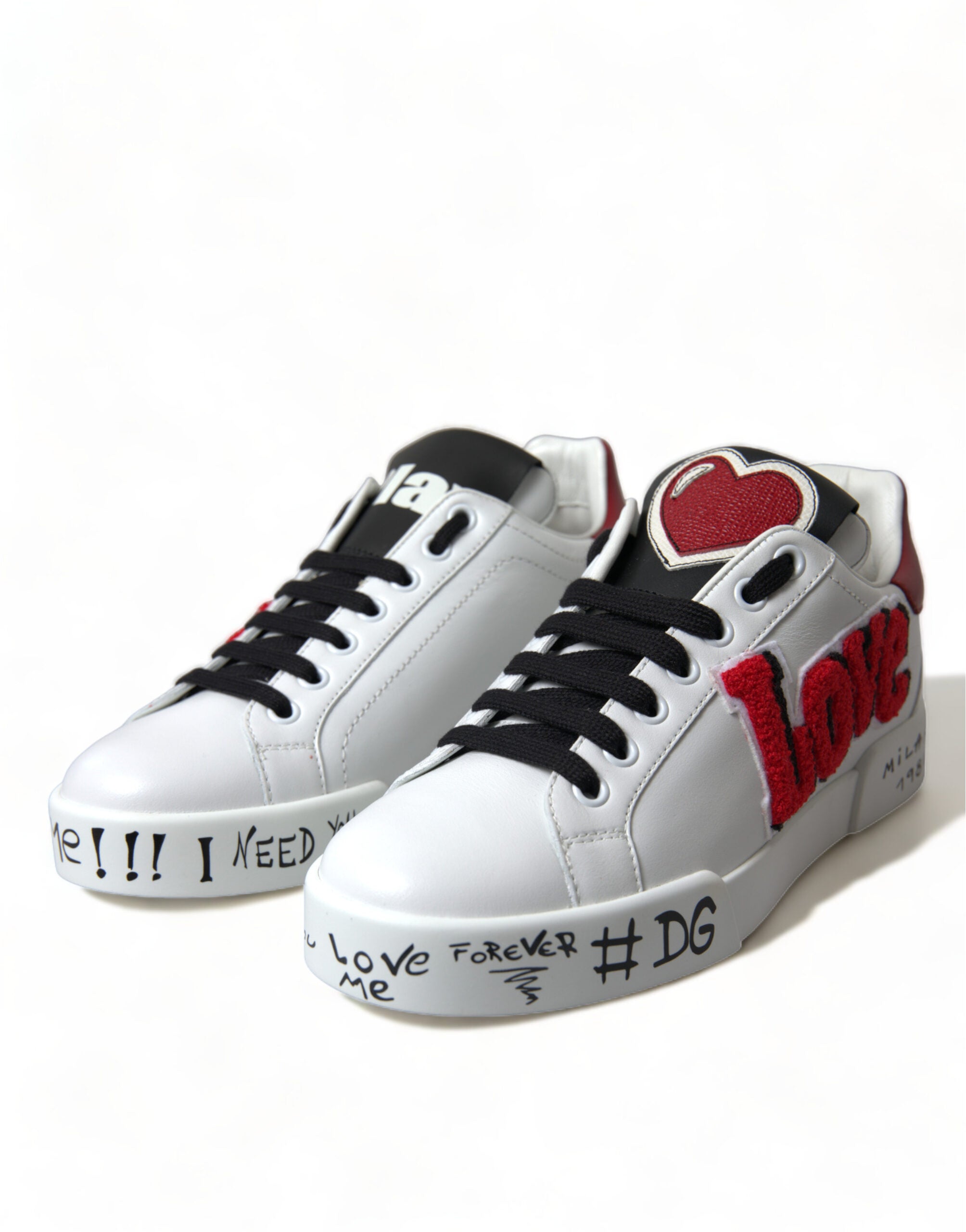 Dolce & Gabbana White Love Patch Portofino Classic Sneakers Shoes Dolce & Gabbana