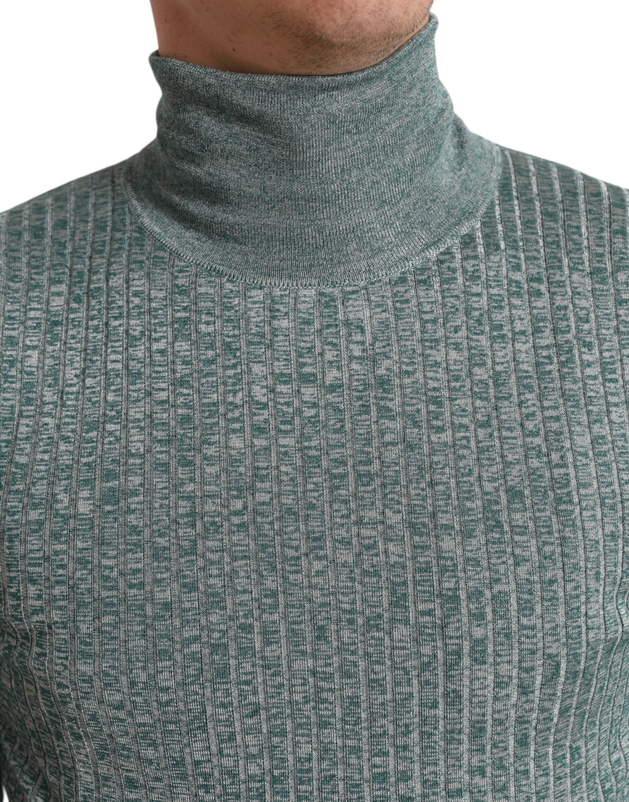 Dolce & Gabbana Green Polyester Turtleneck Pullover Sweater Dolce & Gabbana