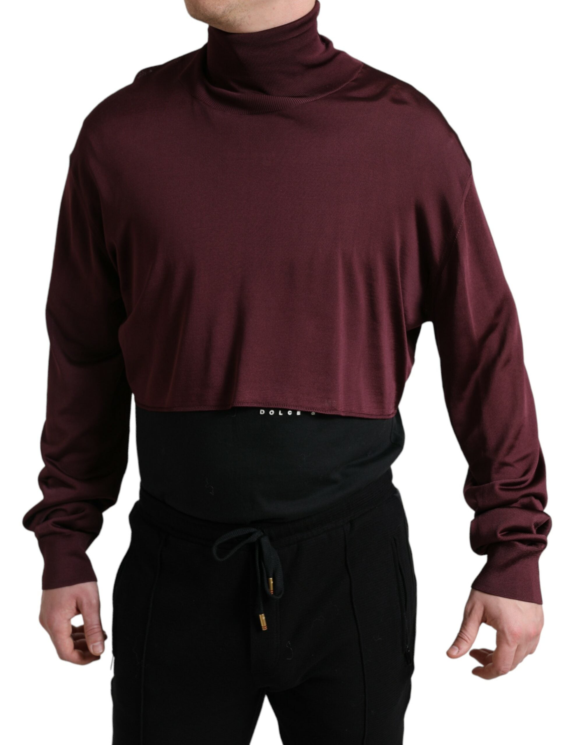 Dolce & Gabbana Maroon Viscose Turtleneck Pullover Sweater Dolce & Gabbana