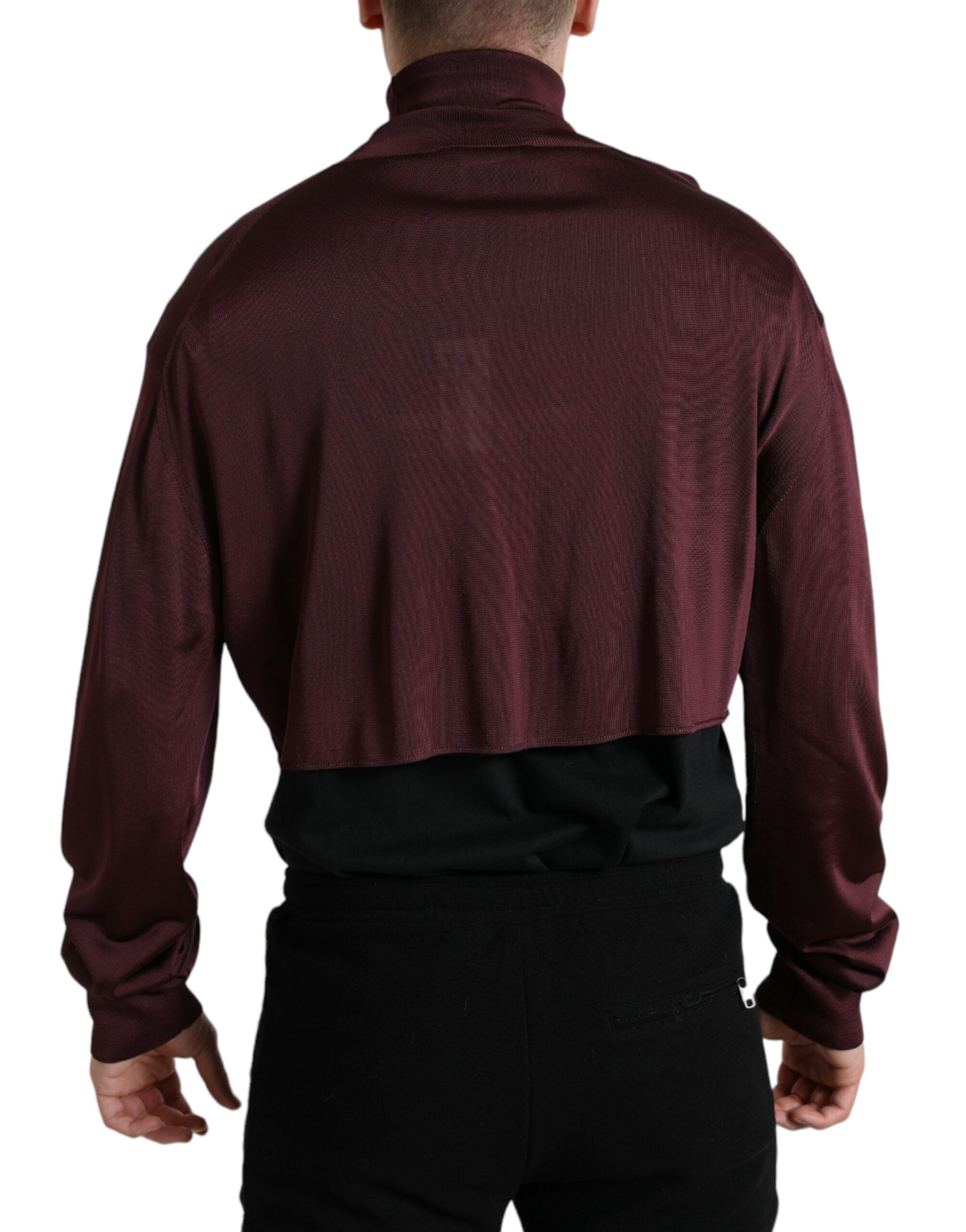 Dolce & Gabbana Maroon Viscose Turtleneck Pullover Sweater Dolce & Gabbana