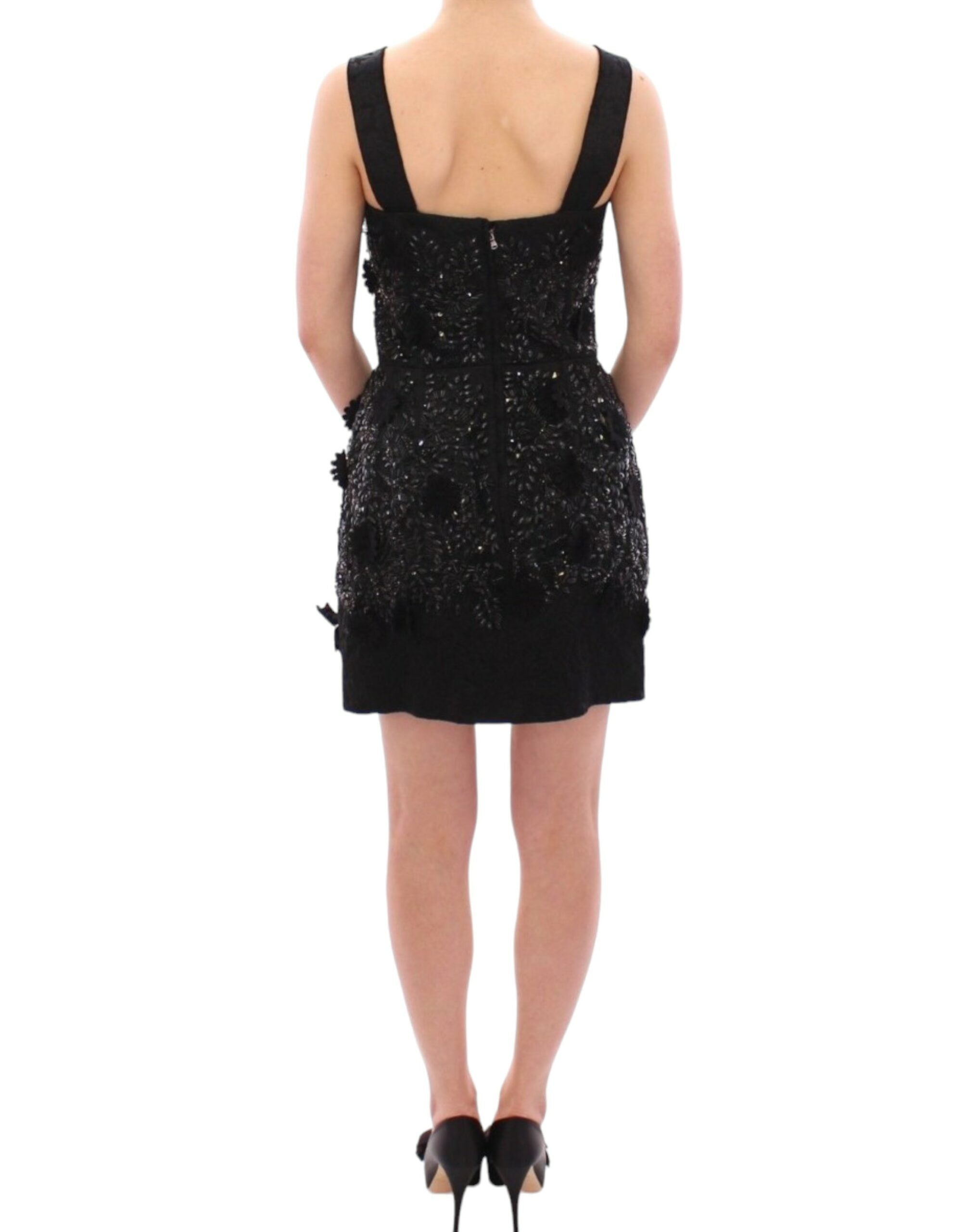 Dolce & Gabbana Black floral crystal embedded dress Dolce & Gabbana