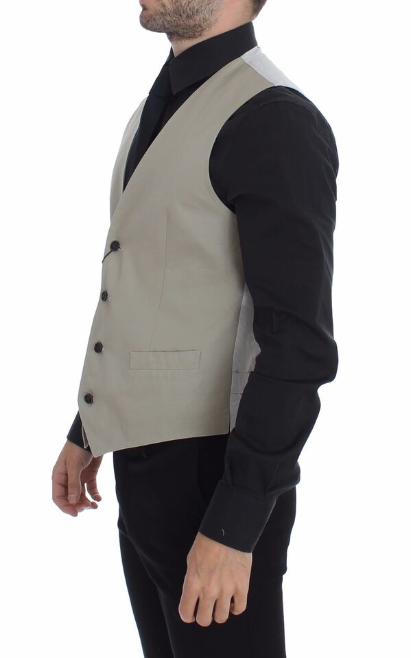 Dolce & Gabbana Beige Silk Blend Dress Formal Vest Gilet Dolce & Gabbana