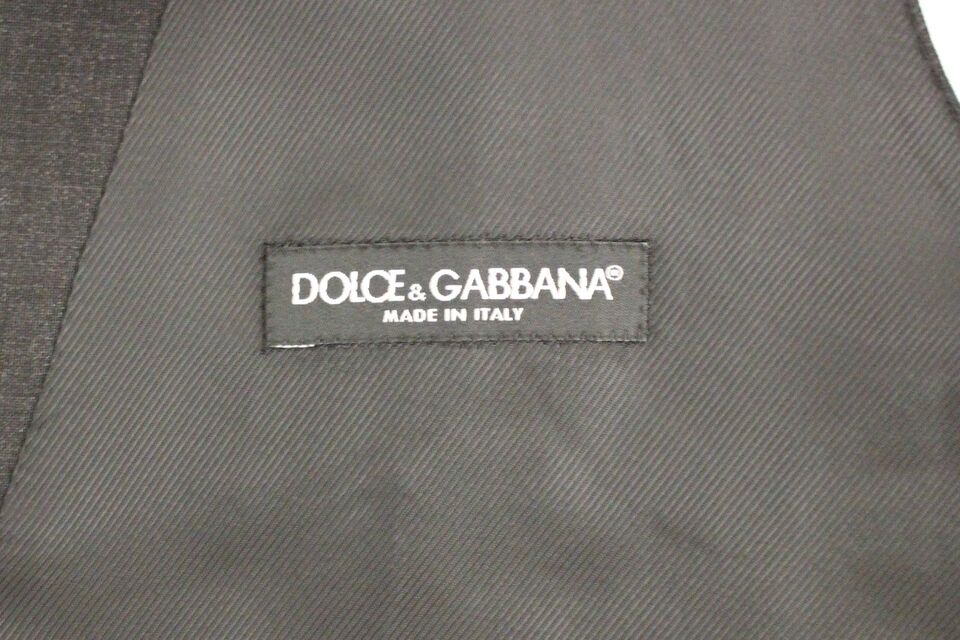 Dolce & Gabbana Gray Slim Fit Button Front Dress Formal Vest Dolce & Gabbana