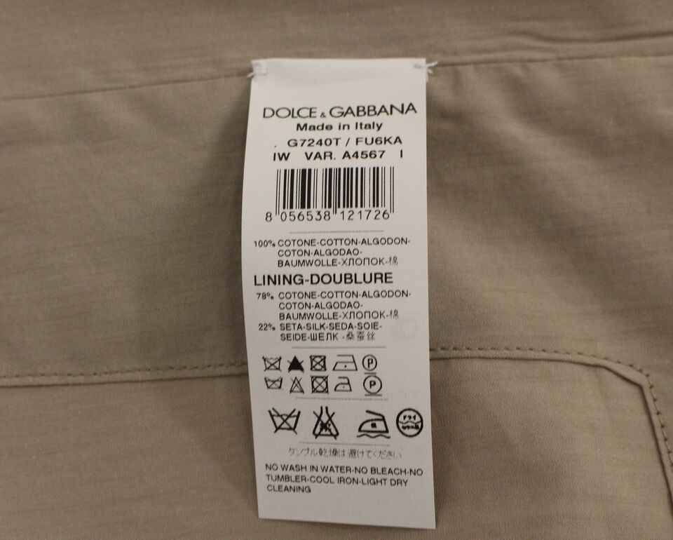 Dolce & Gabbana Beige Cotton Slim Fit Button Front Dress Vest Dolce & Gabbana
