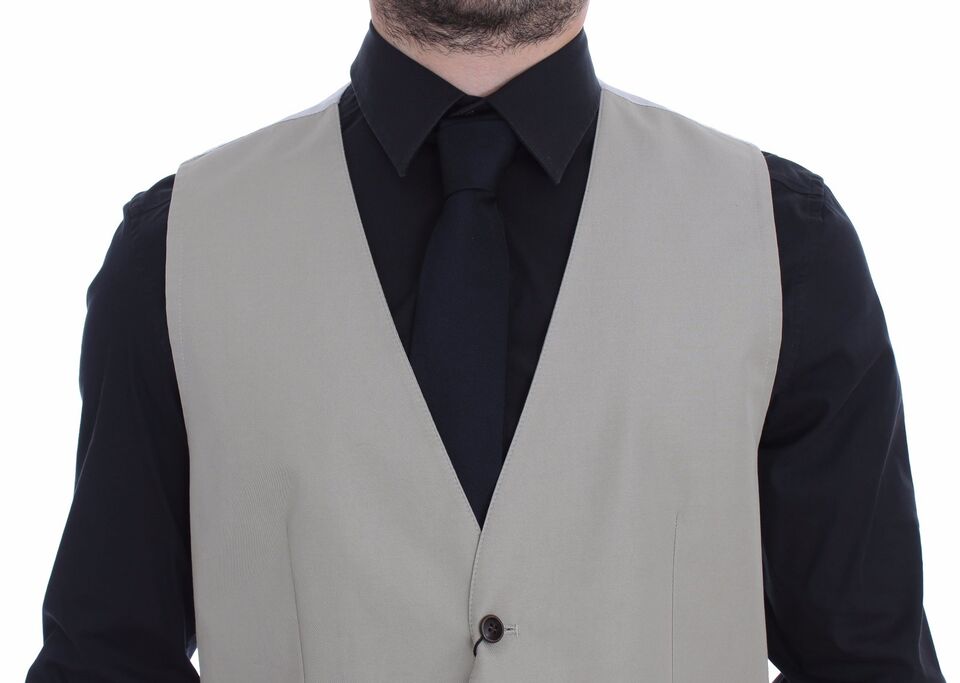 Dolce & Gabbana Beige Cotton Silk Blend Dress Vest Blazer Dolce & Gabbana