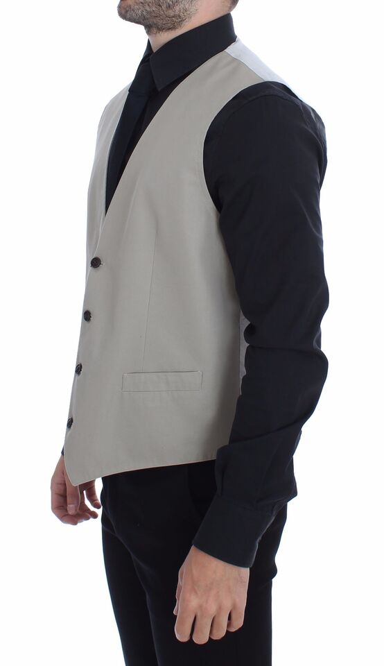 Dolce & Gabbana Beige Cotton Silk Blend Dress Vest Blazer Dolce & Gabbana