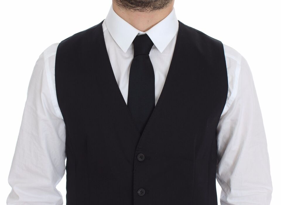 Dolce & Gabbana Blue Cotton Stretch Dress Vest Blazer Dolce & Gabbana