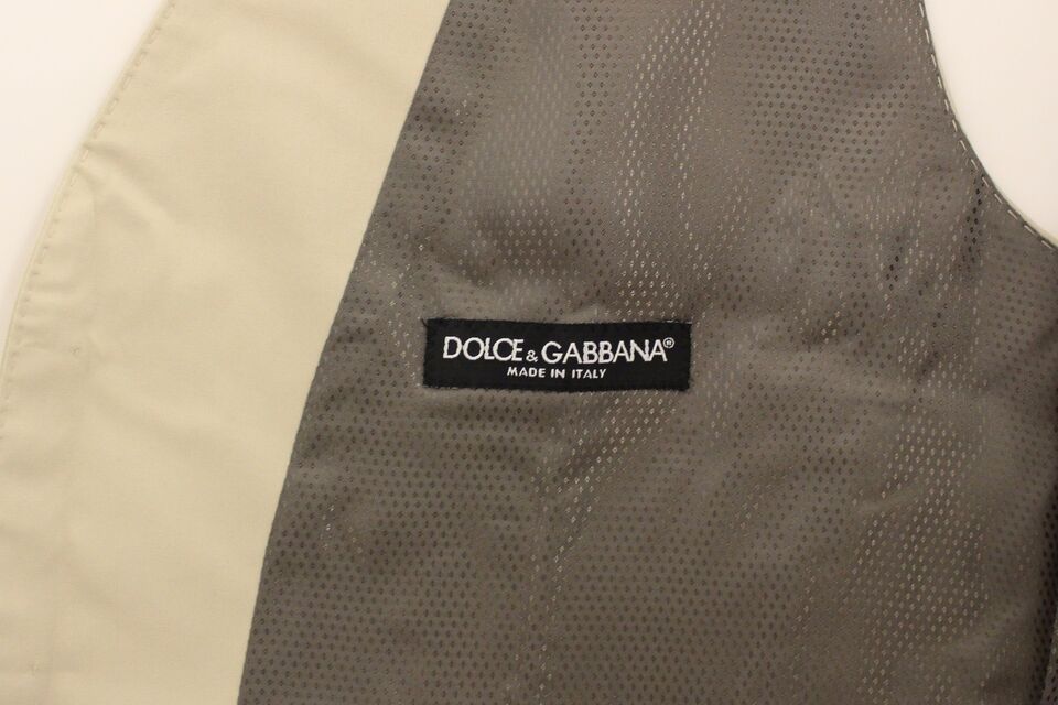 Dolce & Gabbana Beige Cotton Stretch Dress Vest Blazer Dolce & Gabbana