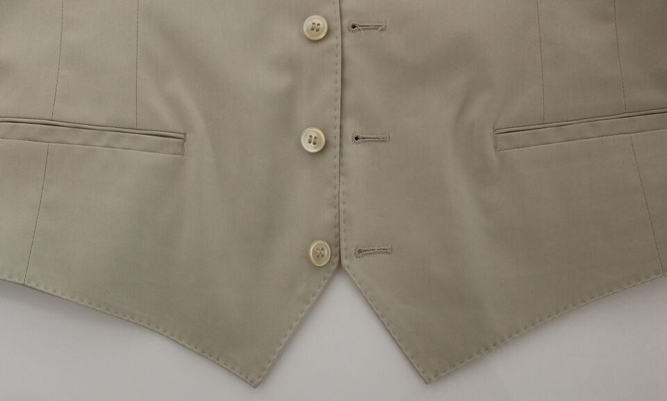 Dolce & Gabbana Beige Cotton Stretch Dress Vest Blazer Dolce & Gabbana