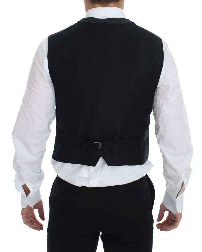 Dolce & Gabbana Gray Wool Blend Logo Vest Gilet Weste Dolce & Gabbana