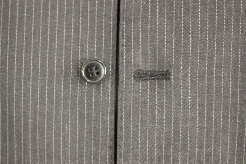 Dolce & Gabbana Gray Striped Wool Single Breasted Vest Dolce & Gabbana