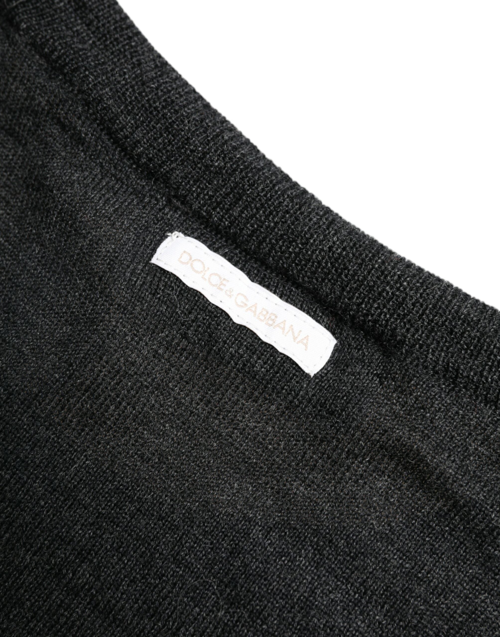 Dolce & Gabbana Gray Wool Round Neck Pullover Sweater Dolce & Gabbana