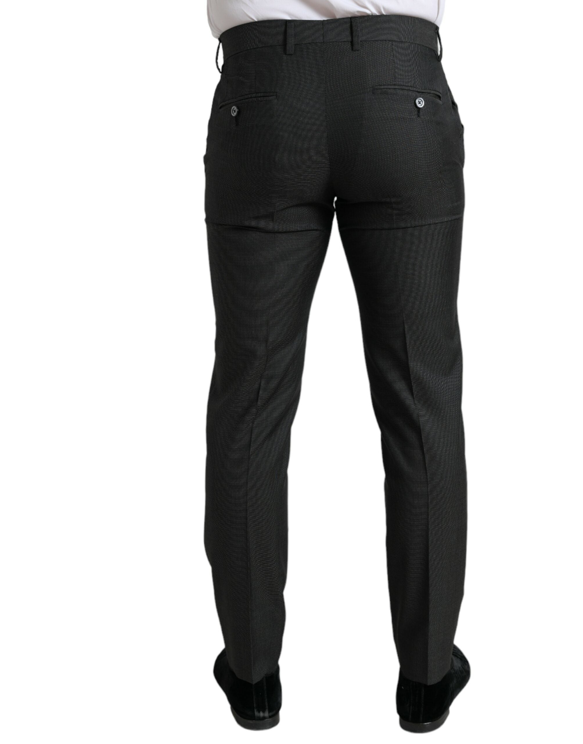 Dolce & Gabbana Dark Gray Stretch Slim Formal Pants Dolce & Gabbana