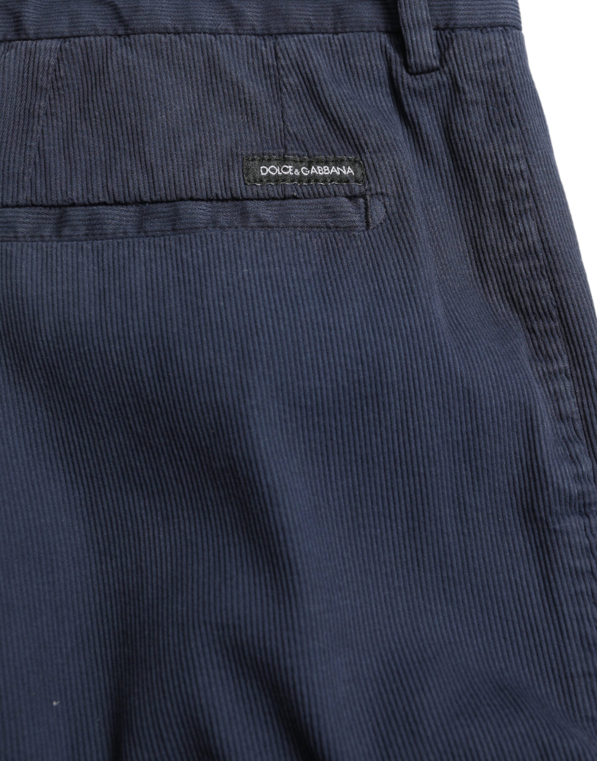 Dolce & Gabbana Dark Blue Cotton Stretch Slim Fit Dress Pants Dolce & Gabbana