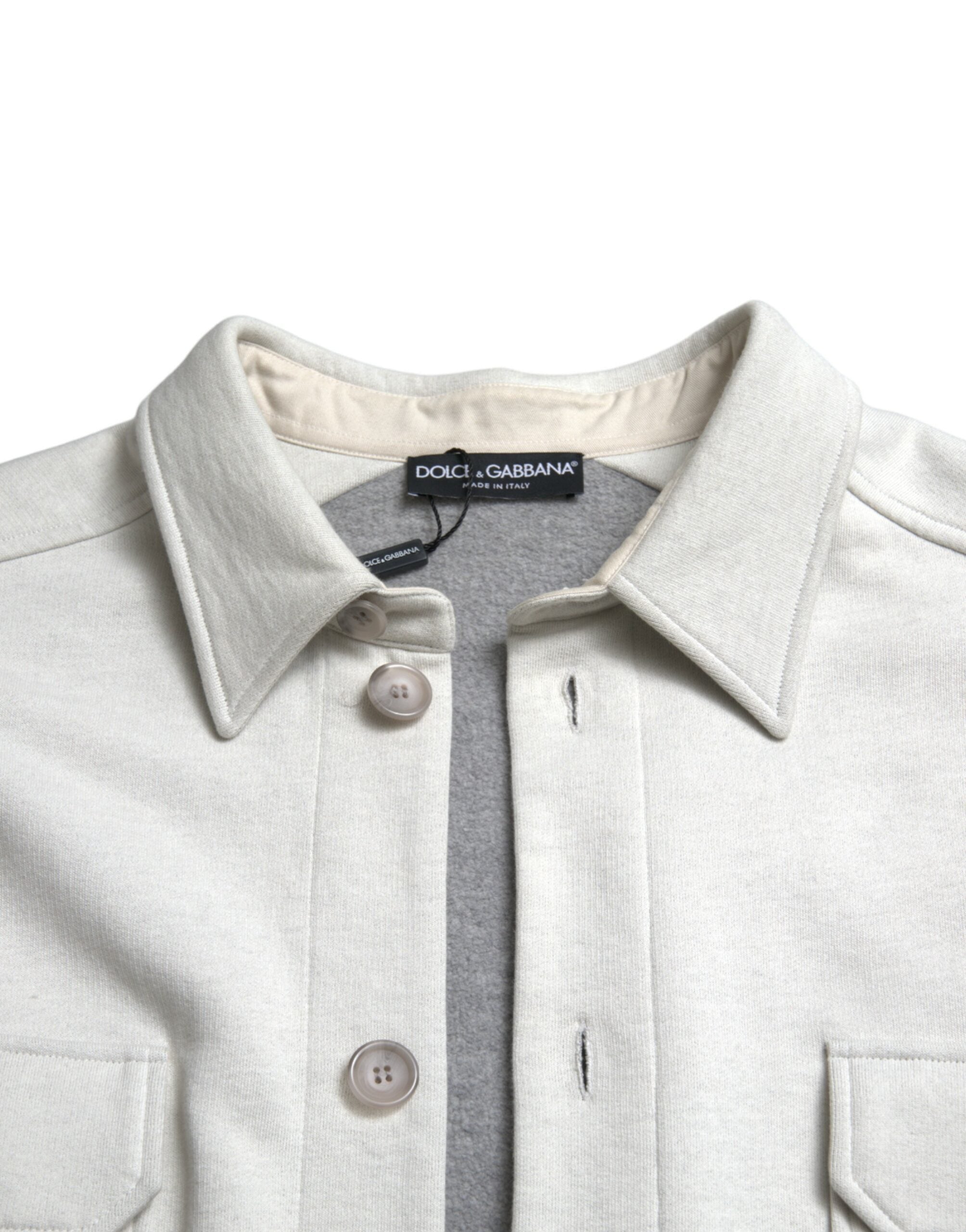 Dolce & Gabbana Grey Cotton Button Down Collared Coat Jacket Dolce & Gabbana