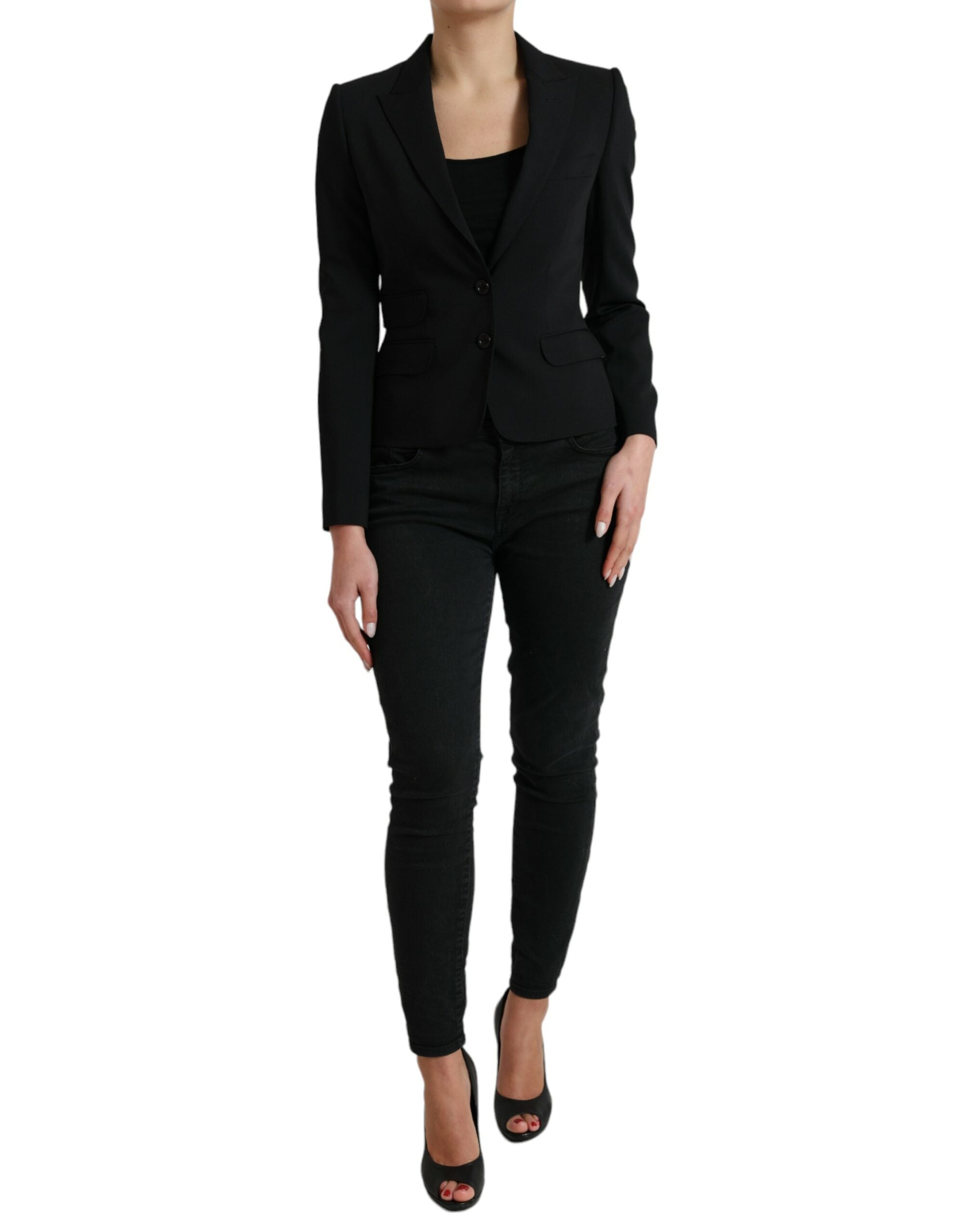 Dolce & Gabbana Black Wool Single Breasted Blazer Coat Jacket Dolce & Gabbana