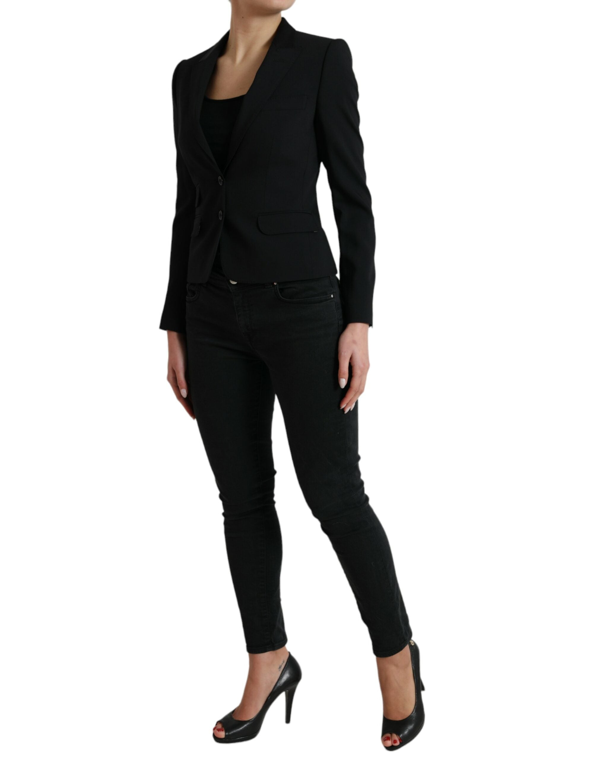 Dolce & Gabbana Black Wool Single Breasted Blazer Coat Jacket Dolce & Gabbana