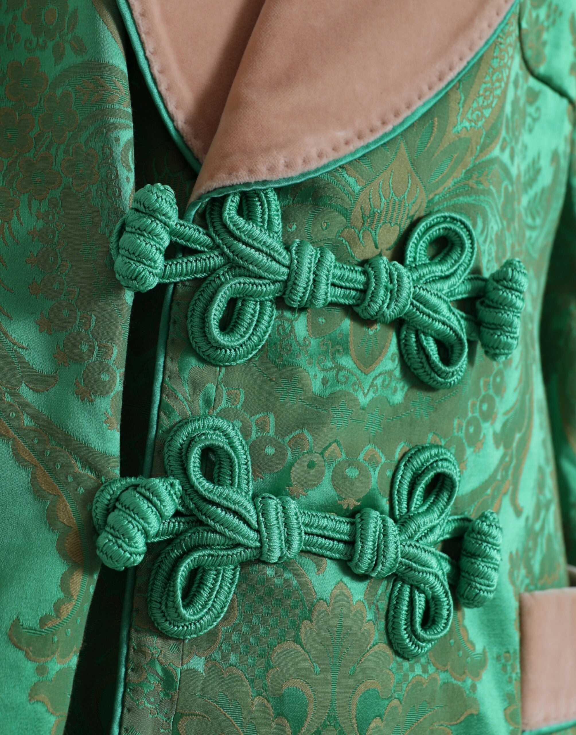 Dolce & Gabbana Green Floral Double Breasted Coat Jacket Dolce & Gabbana
