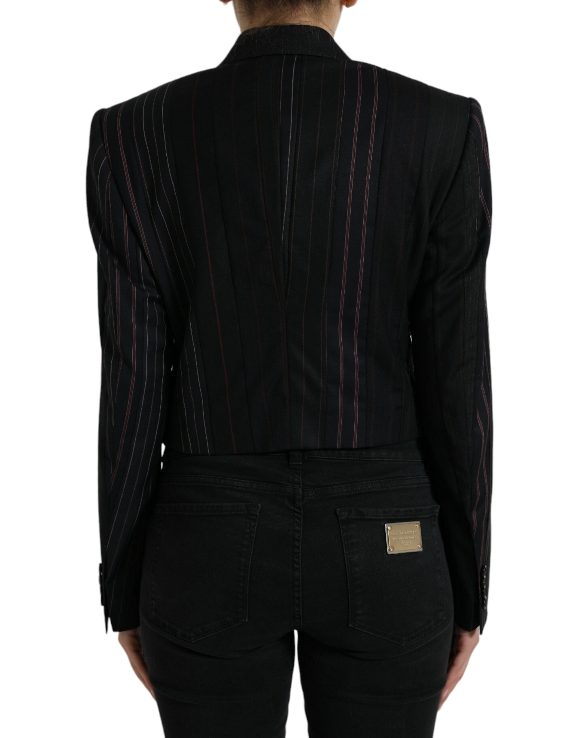 Dolce & Gabbana Black Striped SICILIA Double Breasted Jacket Dolce & Gabbana