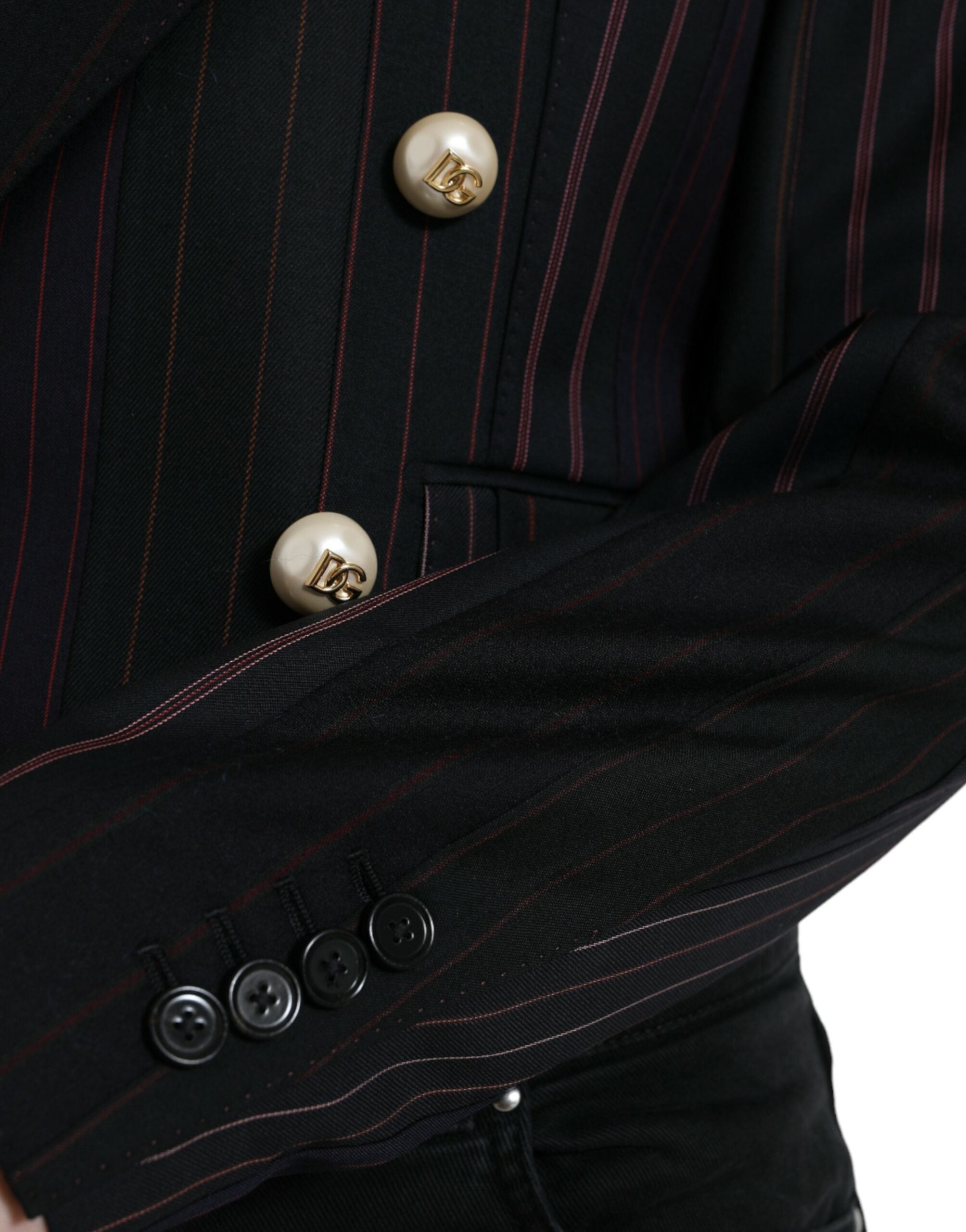 Dolce & Gabbana Black Striped SICILIA Double Breasted Jacket Dolce & Gabbana