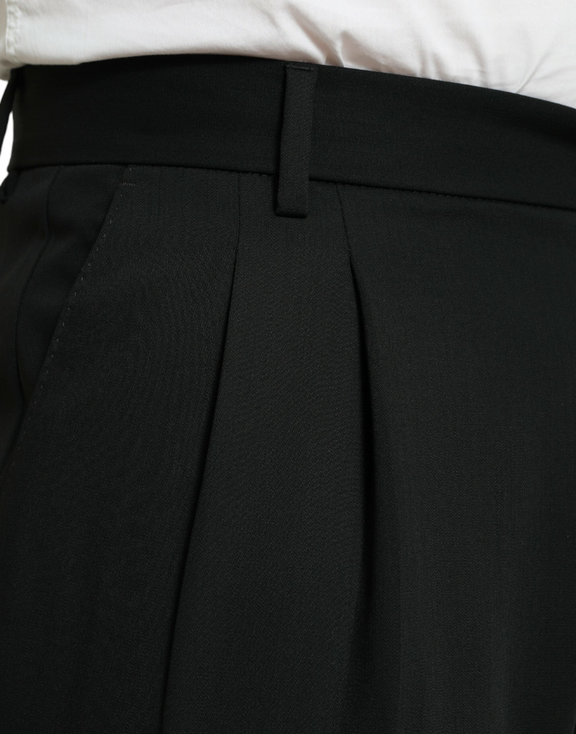 Dolce & Gabbana Black Wool Formal Straight Fit Dress Pants Dolce & Gabbana