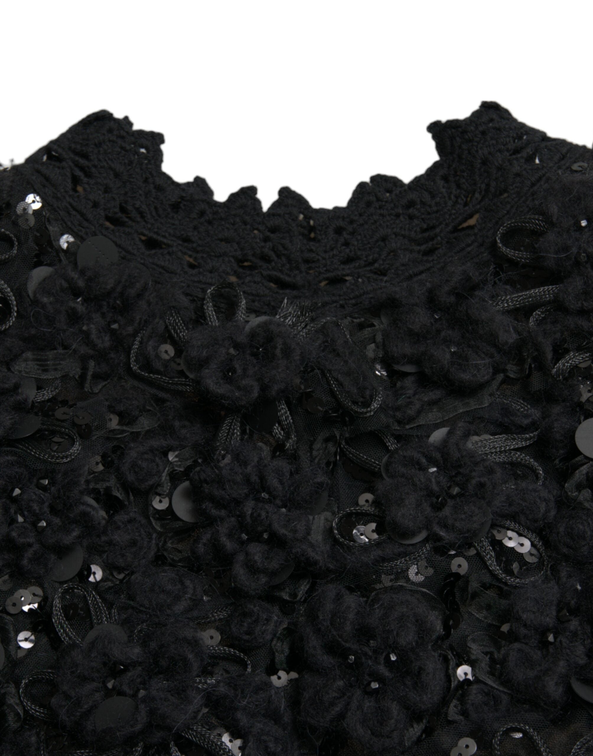 Dolce & Gabbana Black Sequined Embellished Pullover Sweater Dolce & Gabbana