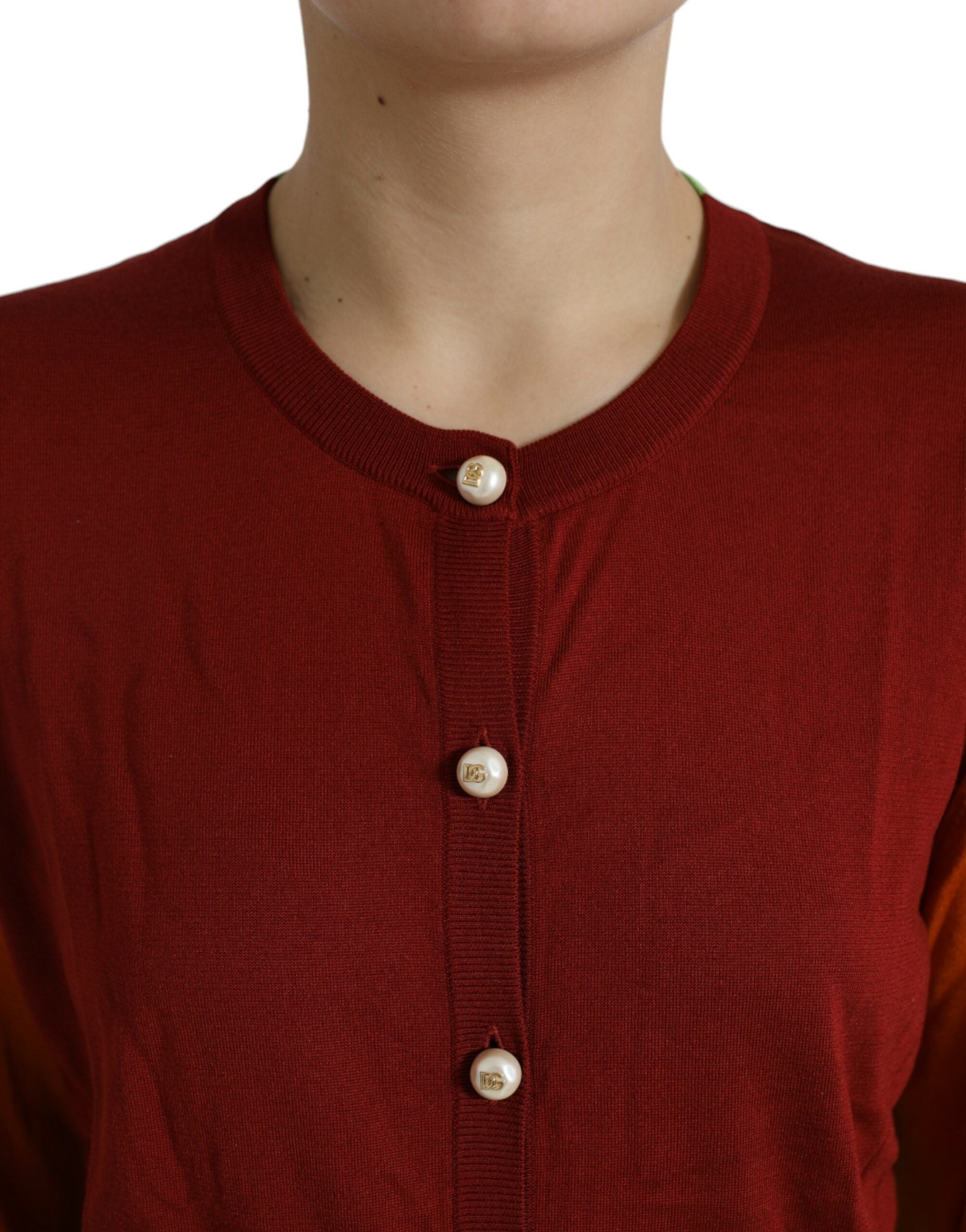 Dolce & Gabbana Multicolor Cardigan Color Block Silk Crewneck Sweater Dolce & Gabbana