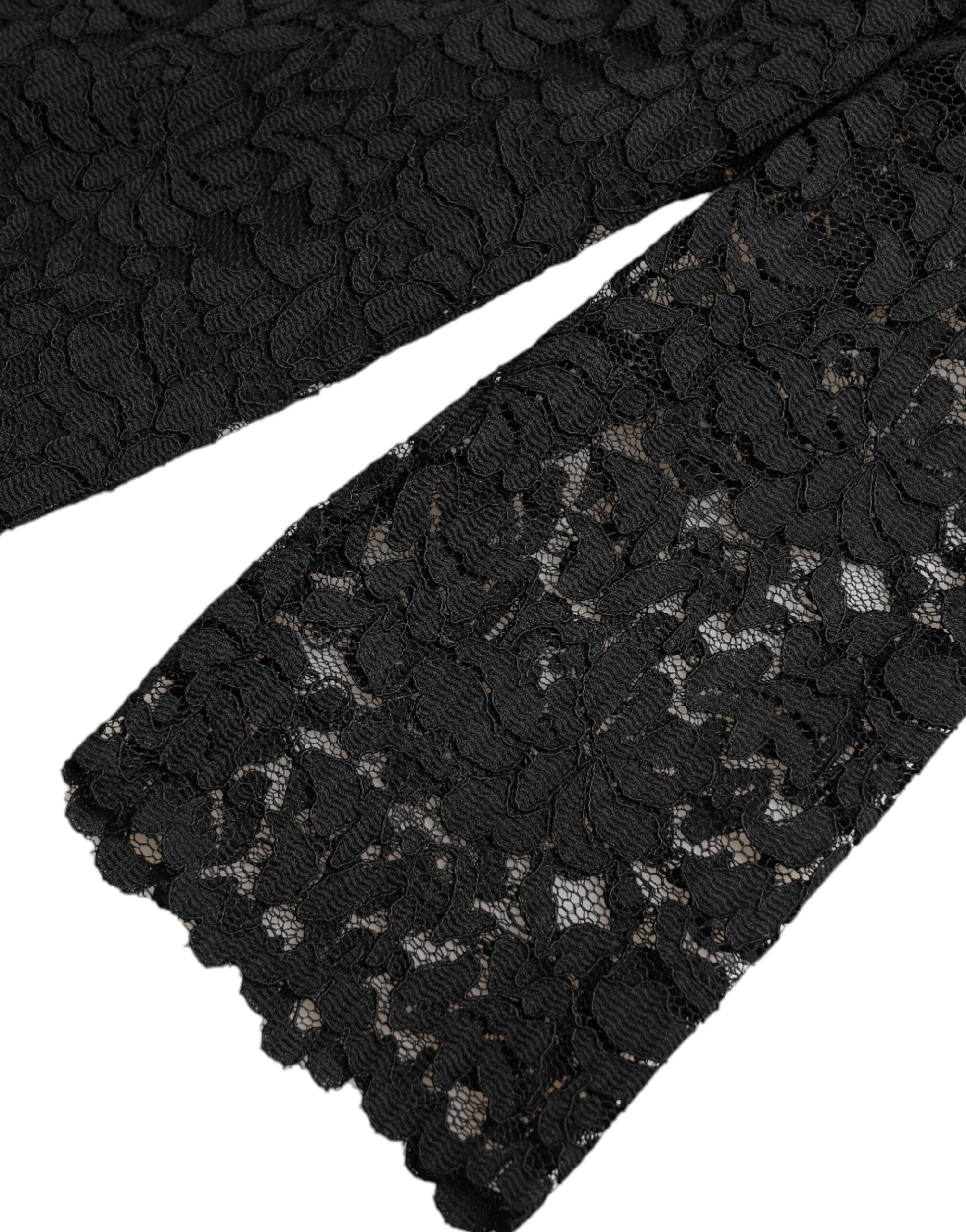 Dolce & Gabbana Black STAFF Blouse Floral Lace Nylon Top Dolce & Gabbana